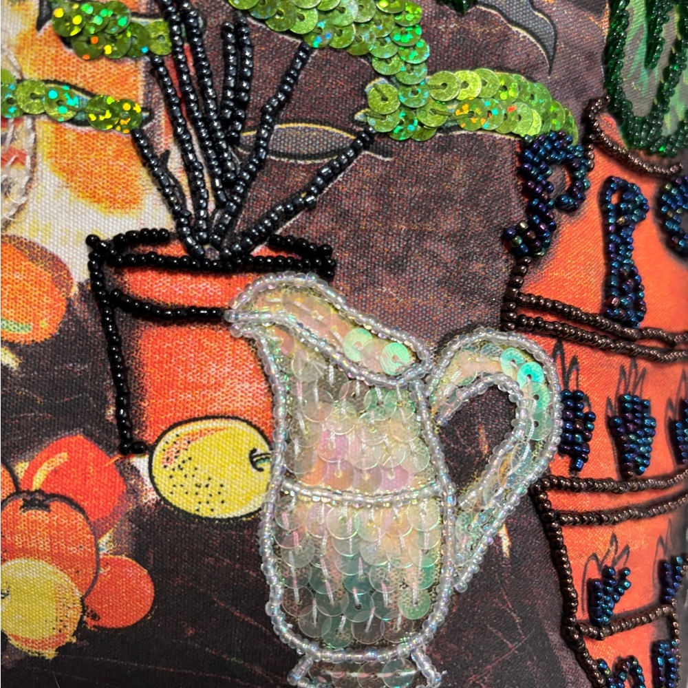 Artistic Multicolor Tote Bag Sequins Beaded Colorful - Picture 3 of 16